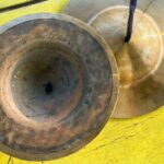 Indian Jompo Jhanjh Percussion Instruments Hand Made Cymbal Pair (Gold) - MAYAPURSTORE