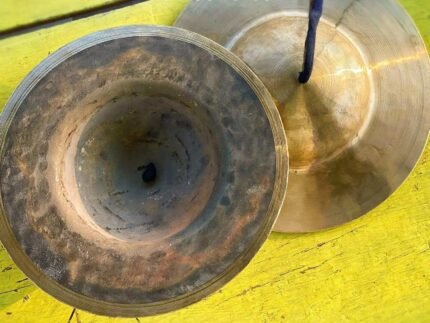 Indian Jompo Jhanjh Percussion Instruments Hand Made Cymbal Pair (Gold) - MAYAPURSTORE