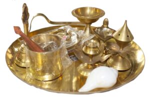 Puja Arati Instruments or Samagri like Plate, Pradip, Sankha or Conch , Dhup Dani