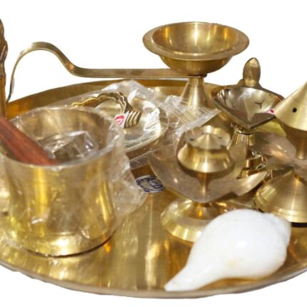 Puja Arati Instruments or Samagri like Plate, Pradip, Sankha or Conch , Dhup Dani