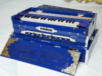 Royal blue 3 line scale changer harmonium with Palitana reeds and Burma teak wood